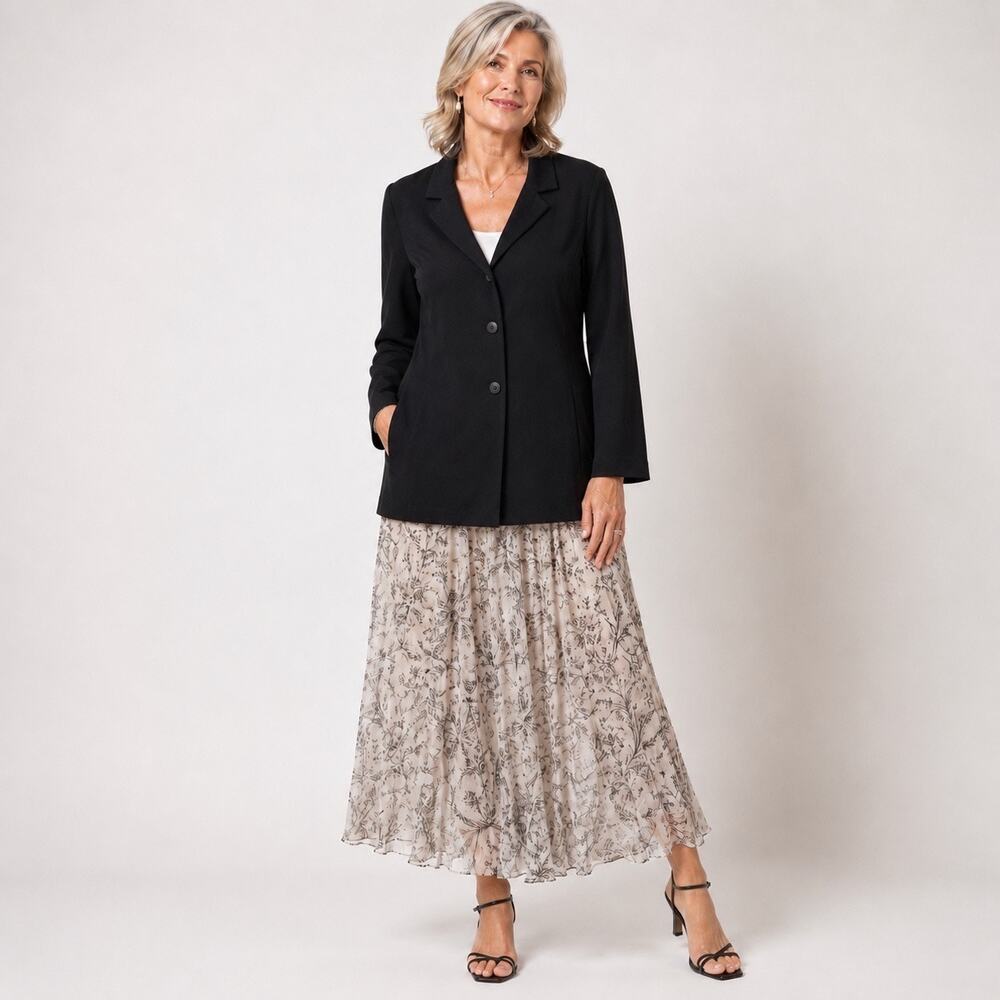 Eileen Fisher Crepe Travel Blazer Jacket Black Sz L Minimalist Quiet Luxury